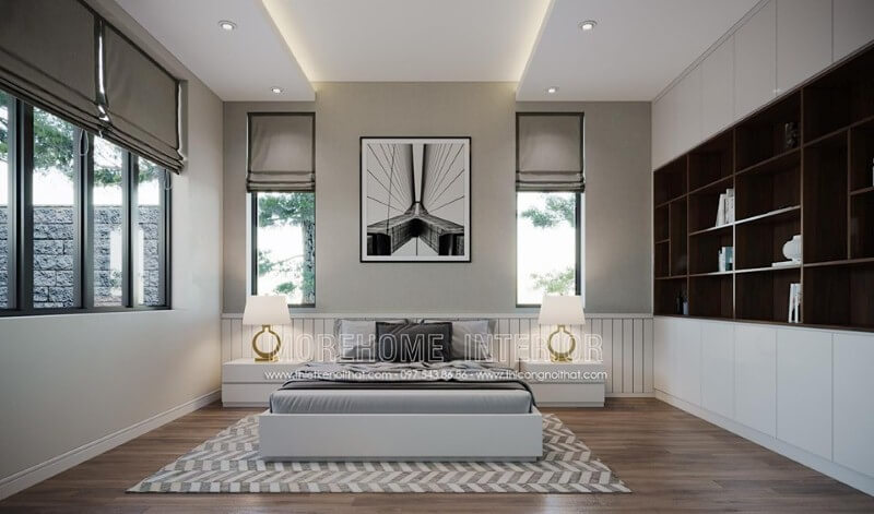 Tranh ốp tường canvas đen trắng độc đáo cho phòng ngủ hiện đại. Thiết kế phòng ngủ nhà phố