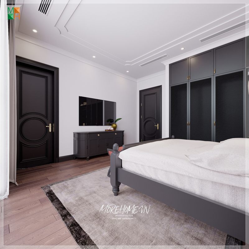 Thiết kế phòng ngủ master với nội thất phong cách Indochine sang trọng