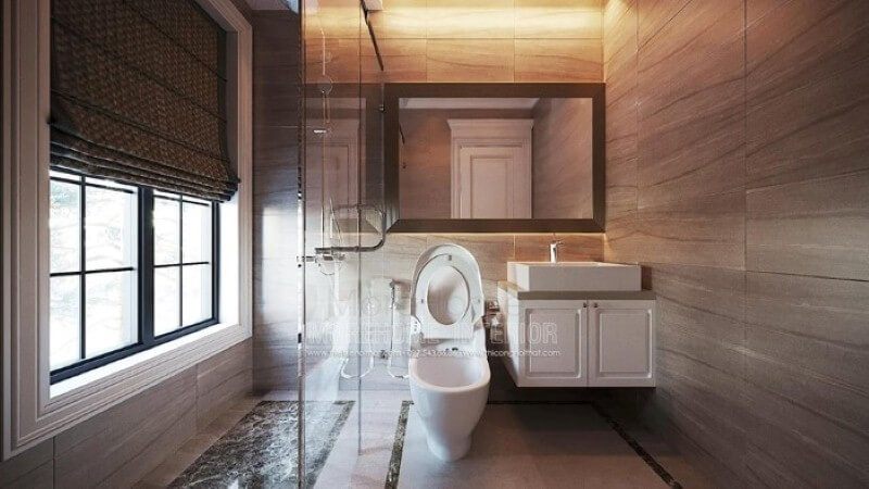 Gương trang trí hình chữ nhật đẹp cho phòng tắm, phòng vệ sinh nhỏ.