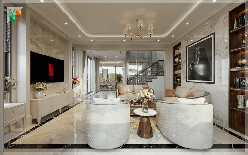 Vẻ ngoài sáng bóng của đá lát sàn không chỉ giúp tăng giá trị thẩm mỹ của không gian mà còn mang đến sự sang trọng.