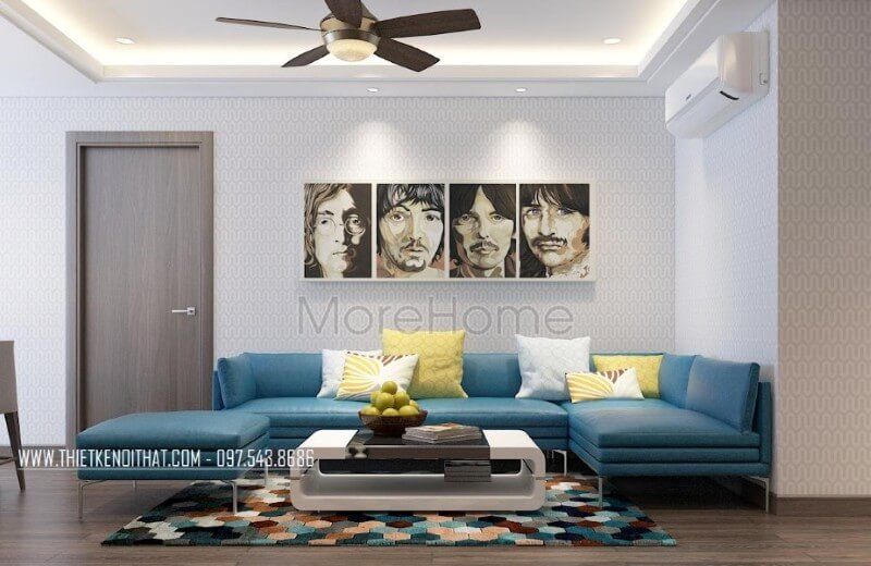 Mảng tường sơn đơn sắc đơn điệu và nhàm chán được kiến trúc sư biến hóa thành mảng tường ốp gỗ và giấy dán tường Hàn Quốc họa tiết vừa đảm bảo sự mới lạ và ấn tượng cho không gian mà lại không làm ảnh hưởng đến diện tích sử dụng.