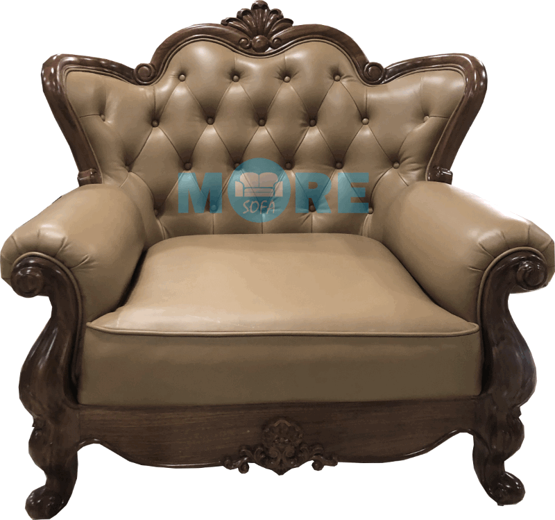 Thiết kế và sản xuất Sofa đơn Tân cổ điển MS-005 đẹp gỗ tự nhiên Óc chó, bọc da thật nhập khẩu cao cấp tại chung cư Mandarin, Hà Nội.